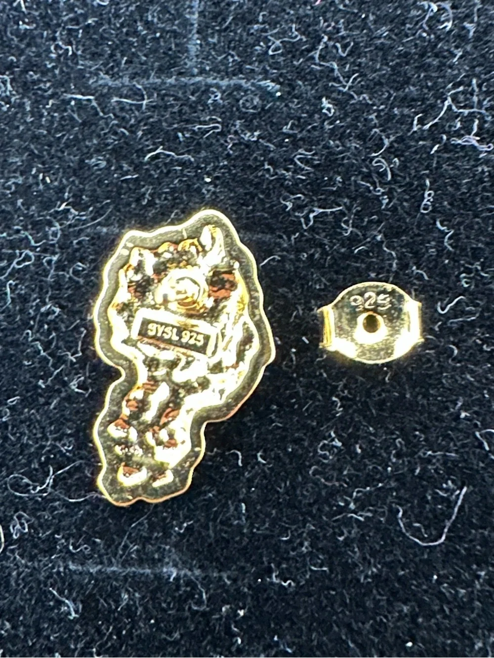 New yellow 925 Sterling silver Nugget Stud Stud Earrings